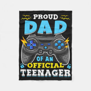 13th Birthday Proud Dad Official Teenager Video Ga Fleece Blanket