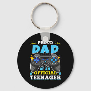 13th Birthday Proud Dad Official Teenager Video Ga Keychain