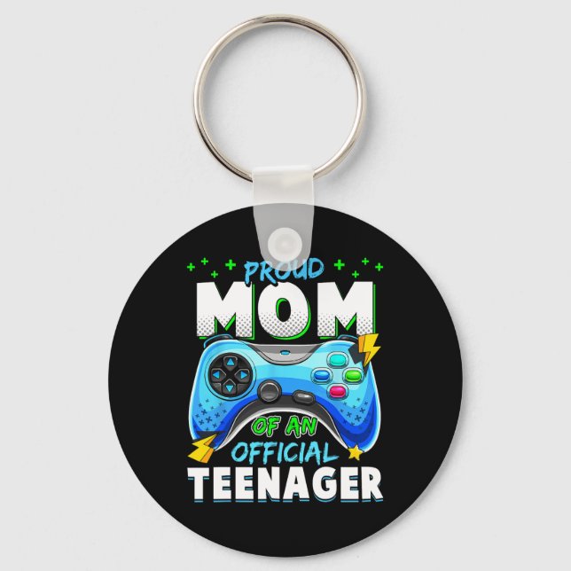 13th Birthday Proud Mom Official Teenager Video Ga Keychain (Front)