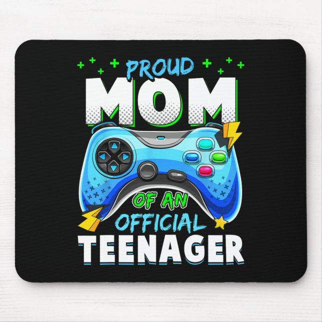 13th Birthday Proud Mom Official Teenager Video Ga Mouse Pad (Front)