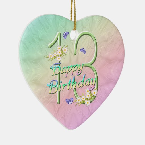 13th Birthday Rainbow Keepsake Heart Ornament | Zazzle