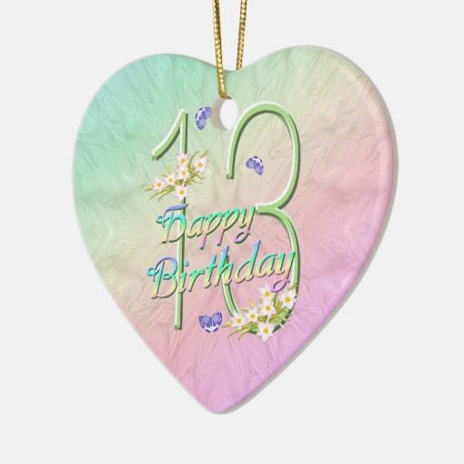 13th Birthday Rainbow Keepsake Heart Ornament | Zazzle