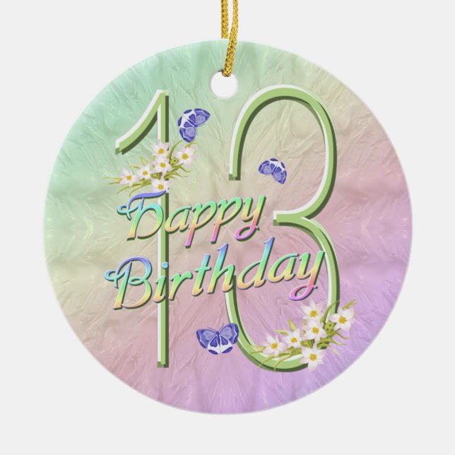 13th Birthday Rainbow Keepsake Ornament (Front)