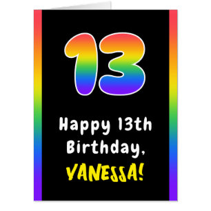 13th Birthday: Rainbow Spectrum # 13, Custom Name Card