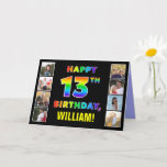 [ Thumbnail: 13th Birthday: Rainbow Text, Custom Photos & Name Card ]