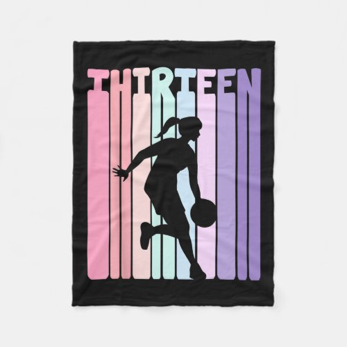 13th Birthday Retro Basketball Player 13 Years Old Fleece Blanket