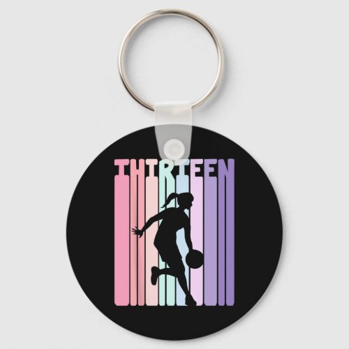 13th Birthday Retro Basketball Player 13 Years Old Keychain