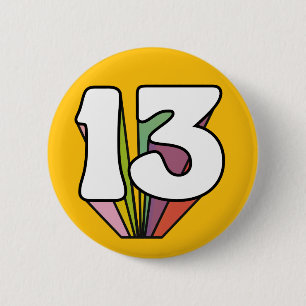 13th Birthday retro groovy teenager teens pin
