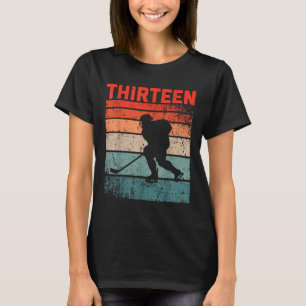 13th Birthday Retro Ice Hockey 13 Years Old Boy Gi T-Shirt