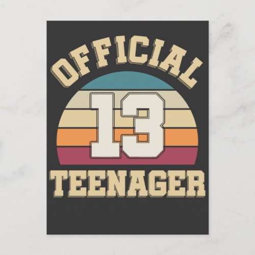 13th Birthday Retro Official Teenager Postcard