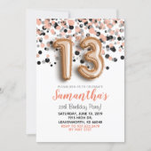 13th Birthday Rose Gold Confetti Invitation (Front)