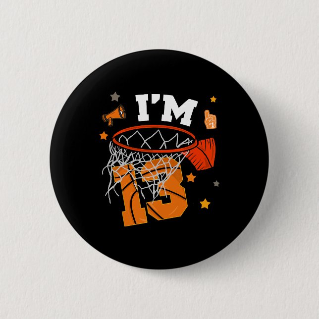 13th Birthday Sketll Boy 13 Yr Old Thirteen Years  Button (Front)