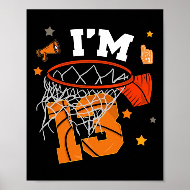 13th Birthday Sketll Boy 13 Yr Old Thirteen Years  Poster (Front)