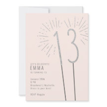 13th Birthday Sparkler Girl's Invitation