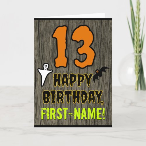 13th Birthday Spooky Halloween Theme Custom Name Card