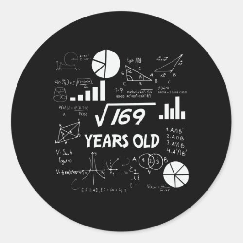 13th Birthday Square Root Math 13 Years Old Bday Classic Round Sticker