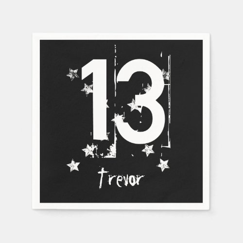13th Birthday Teen Grunge Style with Stars A01 Paper Napkins