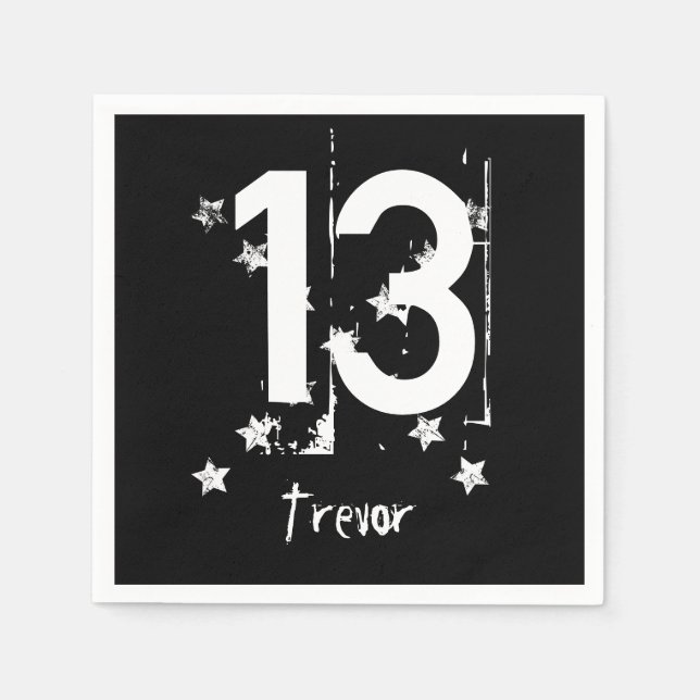 13th Birthday Teen Grunge Style with Stars A01 Paper Napkins (Front)