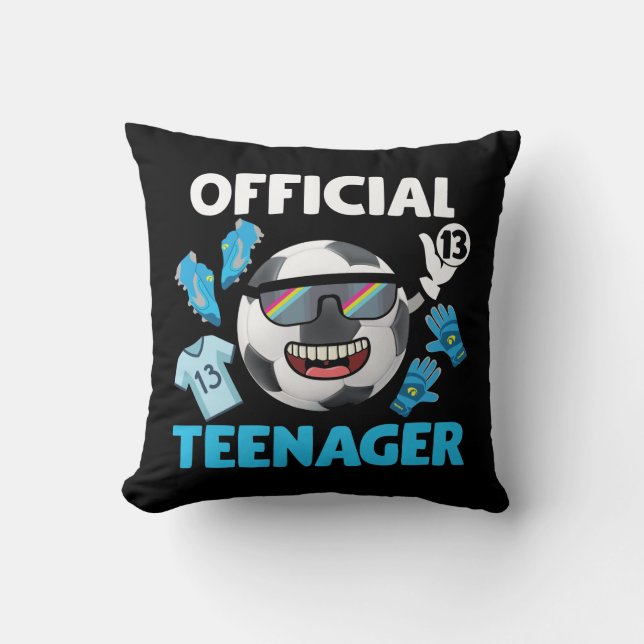 13th Birthday Teenager Soccer Player Football Throw Pillow (Front)