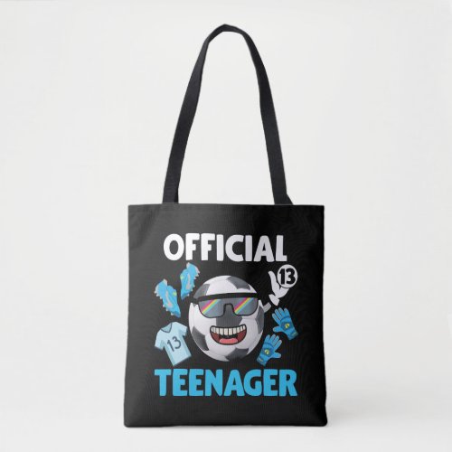 13th Birthday Teenager Soccer Player Football Tote Bag