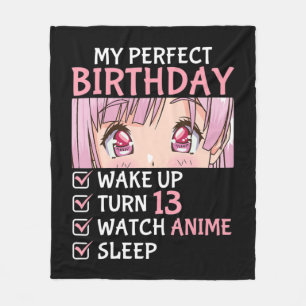 13th Birthday Watch Anime 13 Years Old Anime Teen Fleece Blanket