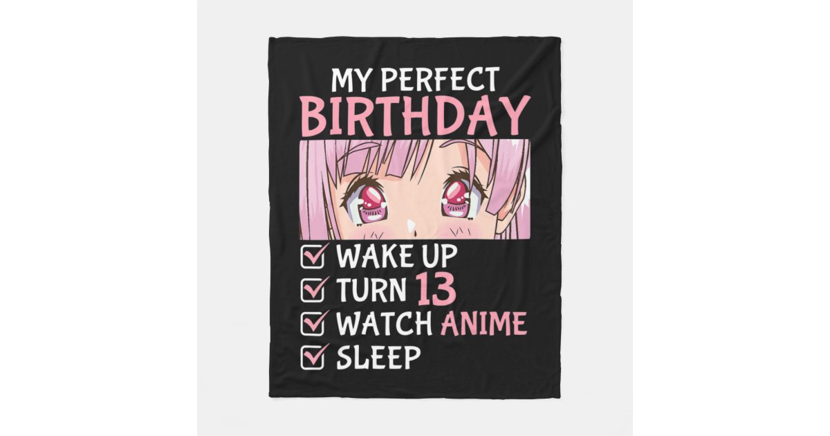 13th Birthday Watch Anime 13 Years Old Anime Teen Fleece Blanket | Zazzle