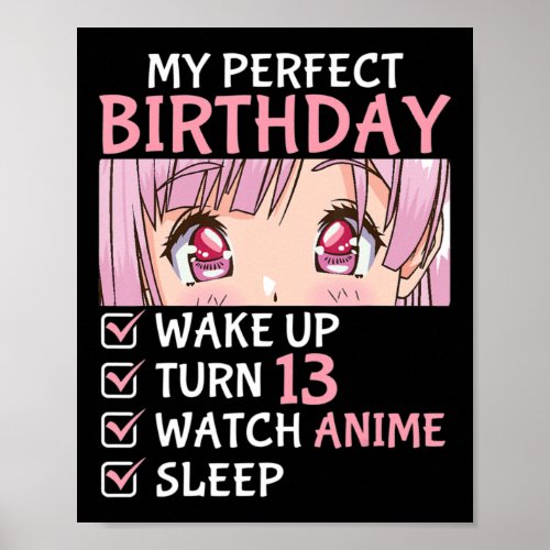 13th Birthday Watch Anime 13 Years Old Anime Teen  Poster