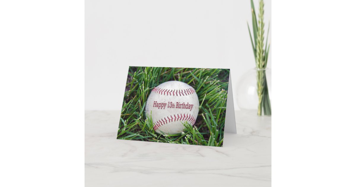 13th Birthday with baseball Card | Zazzle