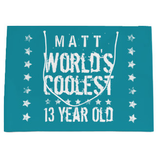 13th Birthday World's Coolest 13 Year Old Teal Z13 Large Gift Bag