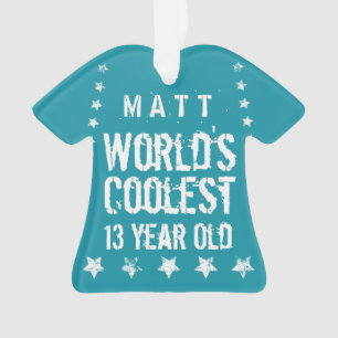 13th Birthday World's Coolest 13 Year Old Teal Z13 Ornament