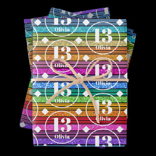 13th BirthdayCustom Name Age Wrapping Paper Sheets