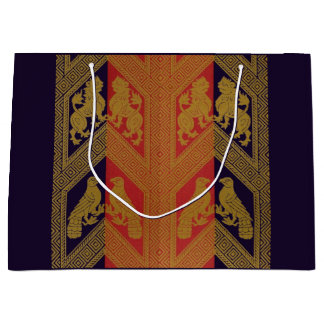 13th century heraldry print lions rampant and bird large gift bag