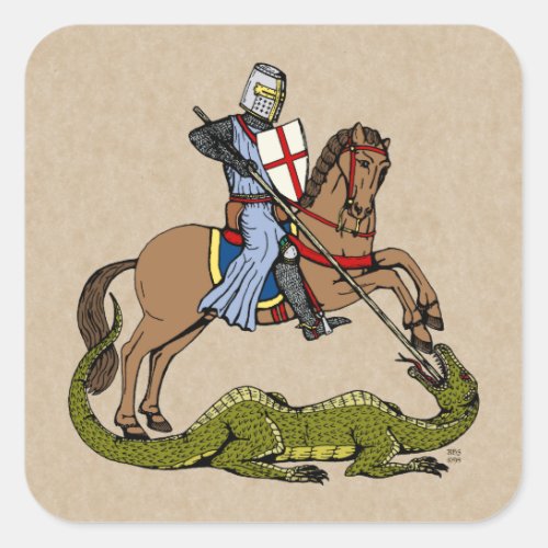 13th Century Saint George and the Dragon Square Sticker