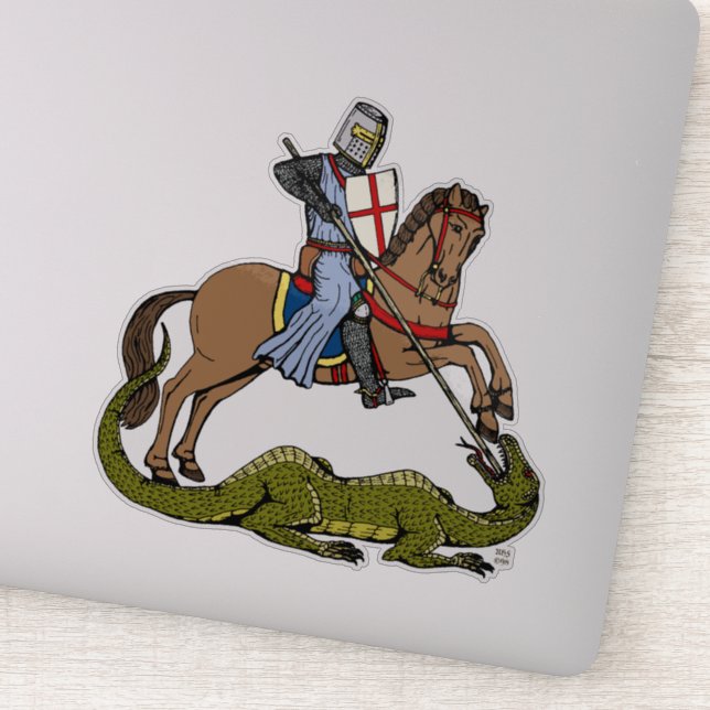 13th Century Saint George and the Dragon Sticker (Detail)