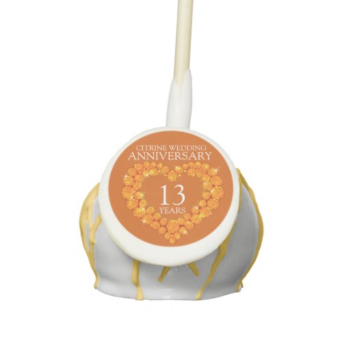 13th Citrine Wedding Anniversary heart gems Cake Pops