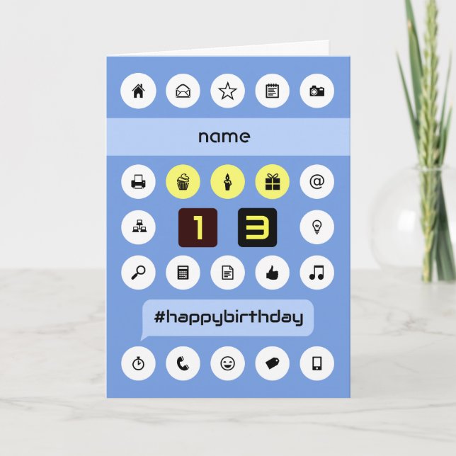 13th computing birthday add name personalized card (Front)