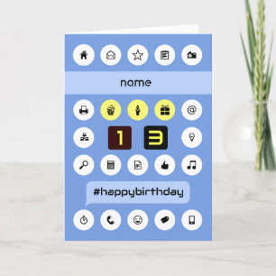 13th computing birthday add name personalized card