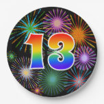 [ Thumbnail: 13th Event - Fun, Colorful, Bold, Rainbow 13 Paper Plates ]