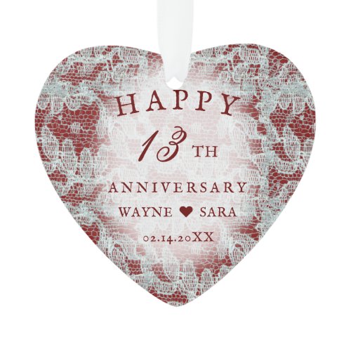 13th Lace Wedding Anniversary Ornament
