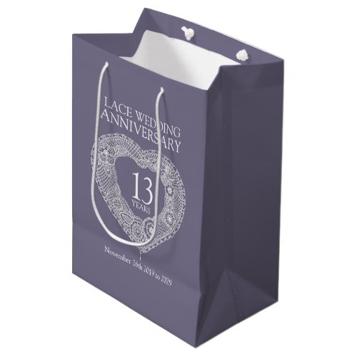 13th lace wedding anniversary photo gift bag