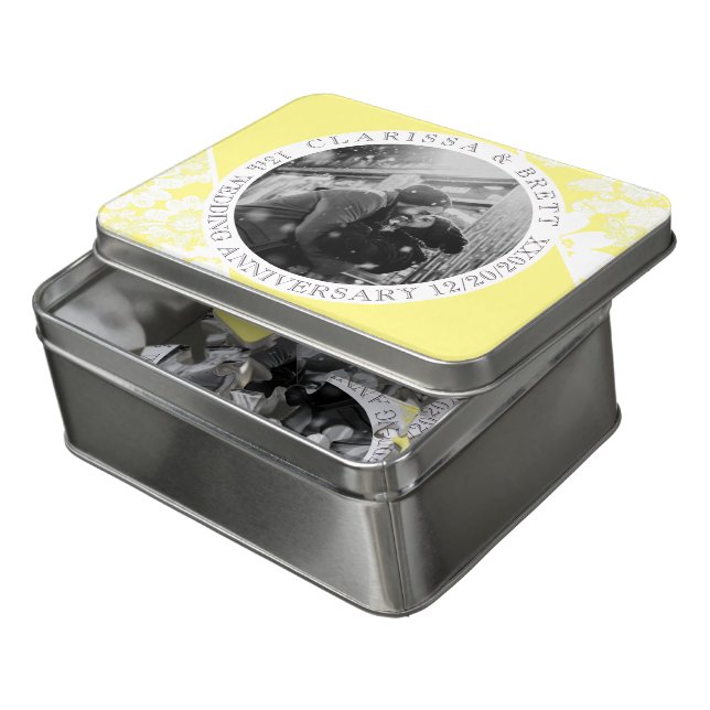 13th Photo Wedding Anniversary Citrine & Lace  Jigsaw Puzzle (Lid Open)