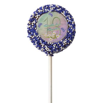13th Rainbow And Butterflies Birthday Party Chocolate Covered Oreo Pop by anuradesignstudio at Zazzle