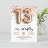 13th Rose Gold Birthday Invitation (Standing Front)