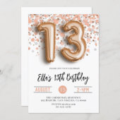 13th Rose Gold Birthday Invitation (Front/Back)