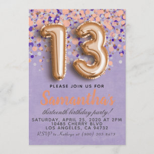 13th Rose Gold Birthday Invitation