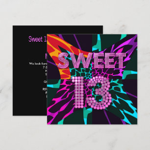 13th Sweet 13 Birthday Party Mixed Animal Print Invitation