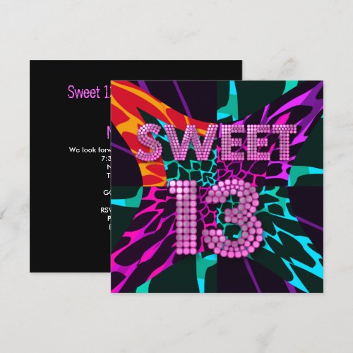 13th Sweet 13 Birthday Party Mixed Animal Print Custom Invitations