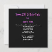 13th Sweet 13 Birthday Party Pink Polka Dots Invitation (Back)