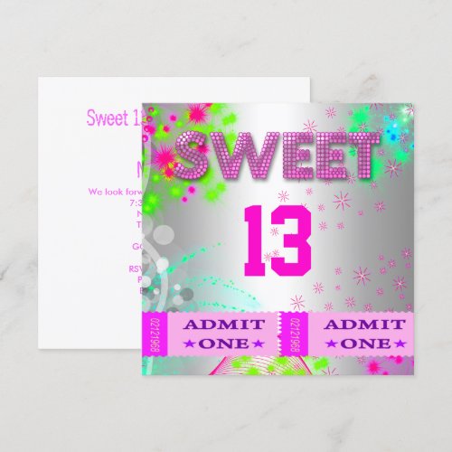 13th Sweet 13 Birthday Party Tickets Fun Custom Announcements