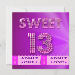13th Sweet 13 Birthday Party Tickets Fun Invitation